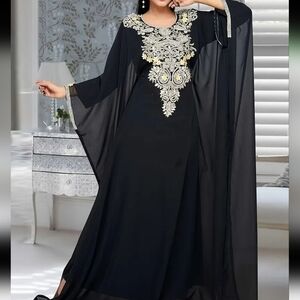 Moroccon Kaftan maxi Dress light weight Dubai abaya muslim hijabi dress